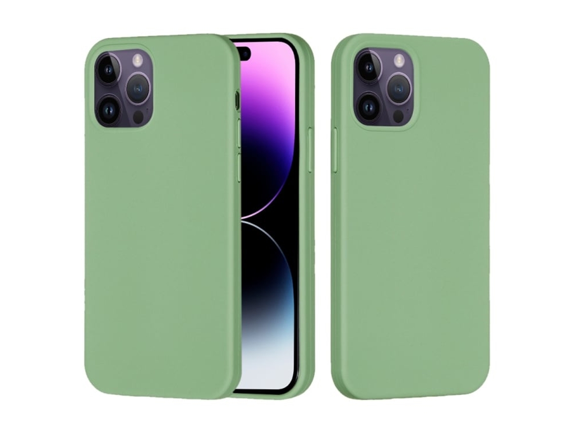 Capa De Silicone Para Iphone 14 Pro Max - Cor Sólida, Proteção Fina E Antiaderente - Verde Menta