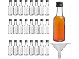 Mini Garrafas (pacote Com 24) - Garrafas Vazias Reutilizáveis ​​de 50 Ml Com Tampas De Rosca E Funil.