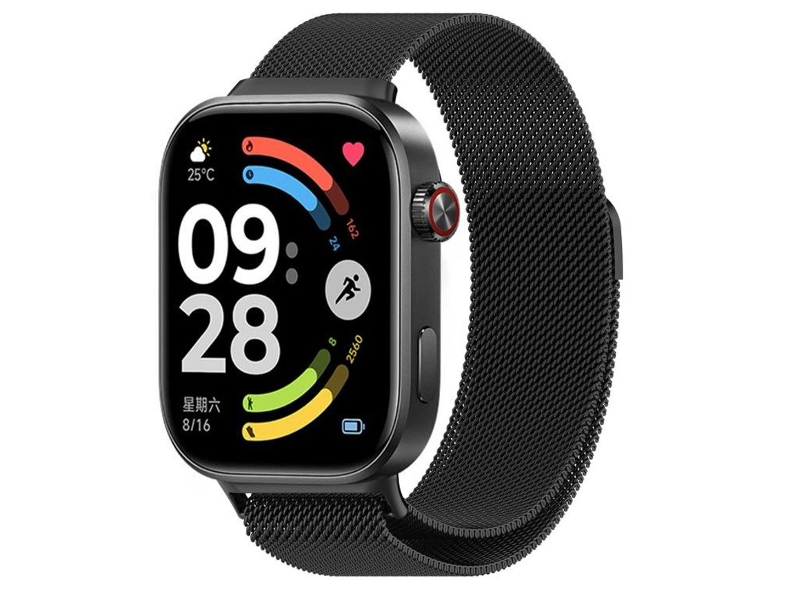 Bracelete para Redmi Watch 6 / 5 / 4 Milan Magnética Malha de Aço Preta XIAOMOYU