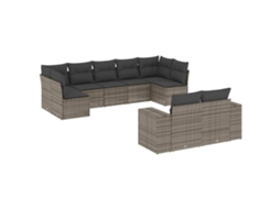 Conjunto de 9 Sofás para Jardim com Almofadões Vime Pe Cinzento MAISON EXCLUSIVE (90x200 cm)