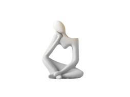 Vaso escultura abstrata estilo pensador cerâmica branca decor moderna 5.5x3.3x7.9 polegadas S/MARCA
