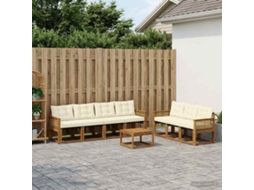 Vidaxl Conjunto De Sofás Para Exterior 8 Pcs Natural E Creme