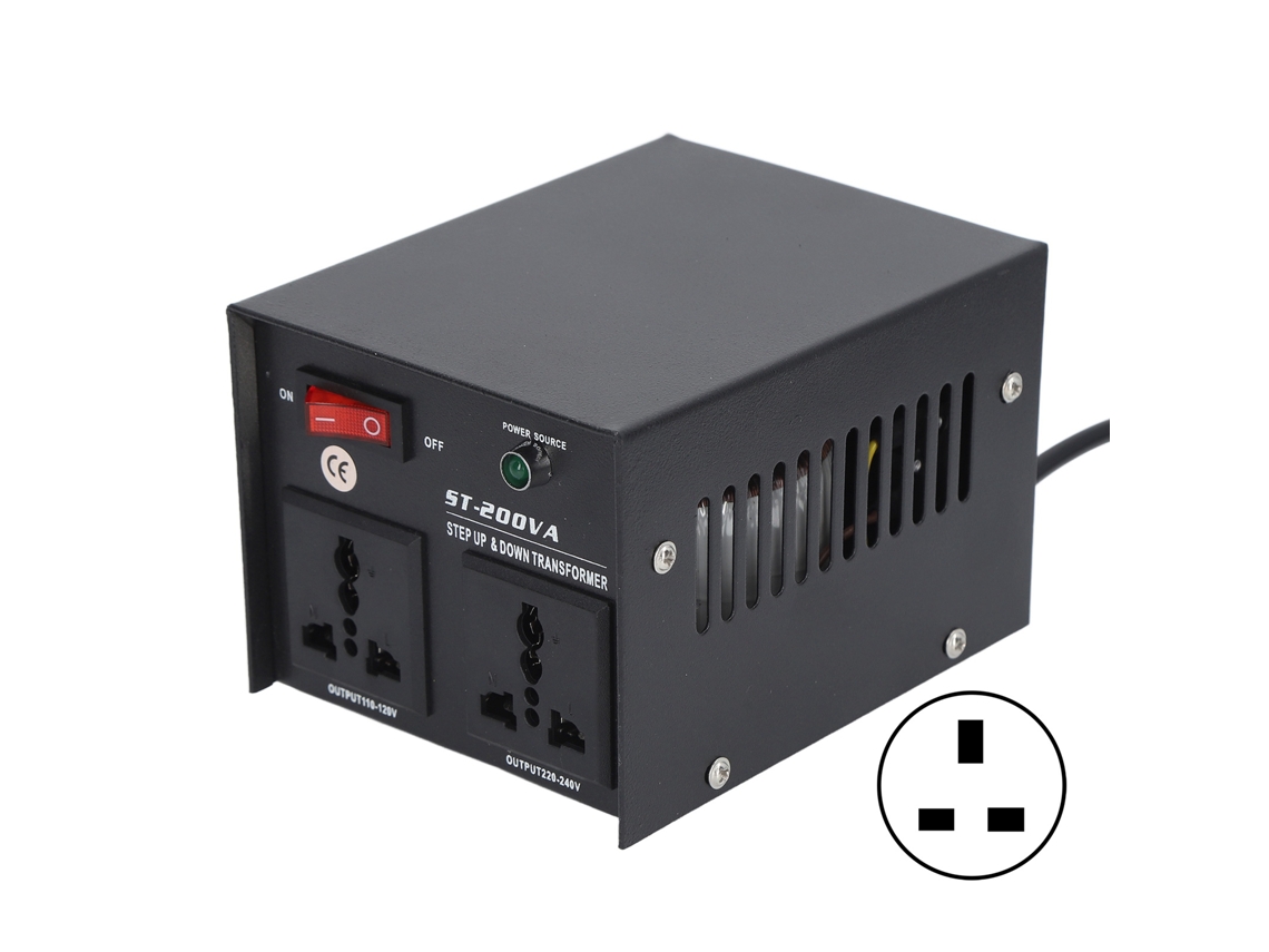 Conversor De Tensão Elevador Buck 200 W Para Dispositivos Elétricos 110 V, 120 V, 220 V E 240 Com Plugue Do Reino Unido