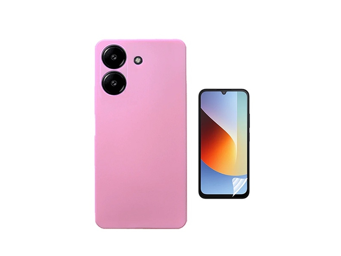 Kit Película Protectora De Hydrogel Frente Capa Proteção Silicone Gift4me Para Xiaomi Redmi A7 - Rosa