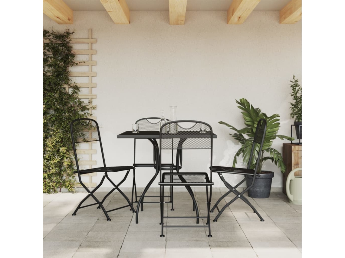 Conjunto De 5 Peças De Jantar Para Jardim Rede De Metal Antracite Dkd Home Decor