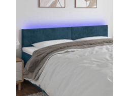 Vidaxl Cabeceira De Cama C/ Luzes Led Veludo 200x5x78/88cm Azul-escuro