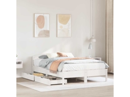 Vidaxl Cama Sem Colchão 150x200 Cm Madeira De Pinho Maciça Branco