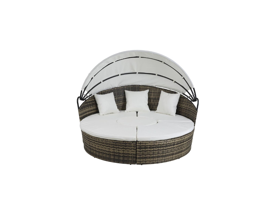 Cama para Jardim DKD HOME DECOR Branco Rotim sintético Aço Alumínio (175 x 175 x 145 cm)