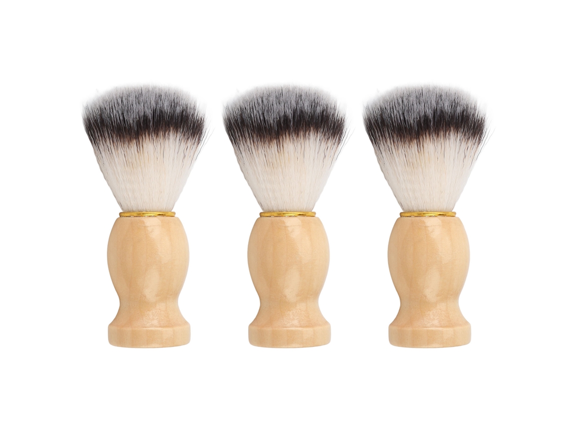 2026 3pcs Cepillo de Barbilla para Hombres Con Pelo Suave Mango de Madera Espuma Rica para Cuidado Diario de La Barbilla
