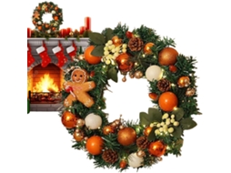 Guirlanda de Natal para Porta Gengibre Artificial 40cm com Luzes Enfeite Festivo Realista Janela Cabide Ambientes VAYOTOY