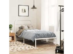 Estrutura De Cama Com Cabeceira 90x200 Cm Metal Branco