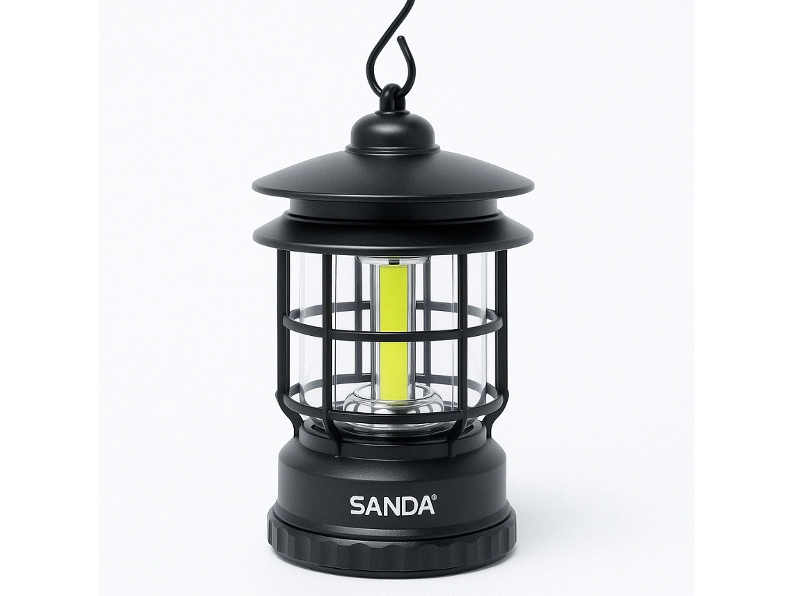 Lanterna Led Com 2 Modos De Luz, Estilo Vintage Sanda Sd 5762 Preto