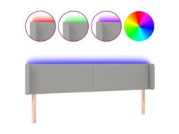 Cabeceira de cama com luzes LED em tecido cinza claro MAISON EXCLUSIVE (183x16x78 cm)