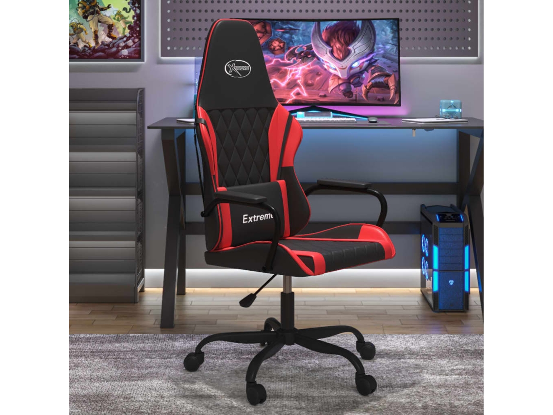 Vidaxl Cadeira De Gaming Couro Artificial Preto E Vermelho