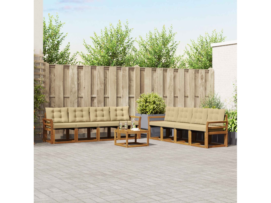 Vidaxl Conjunto De Sofás Para Exterior 9 Unid. Natural E Bege