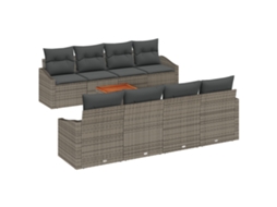 Conjunto 9 Conjunto De Sofá De Jardim Vidaxl Cinzento Vime Pe (55 X 55 X 37 Cm)
