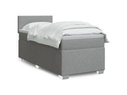 Vidaxl Cama Com Molas/colchão 90x190 Cm Tecido Cinzento-claro