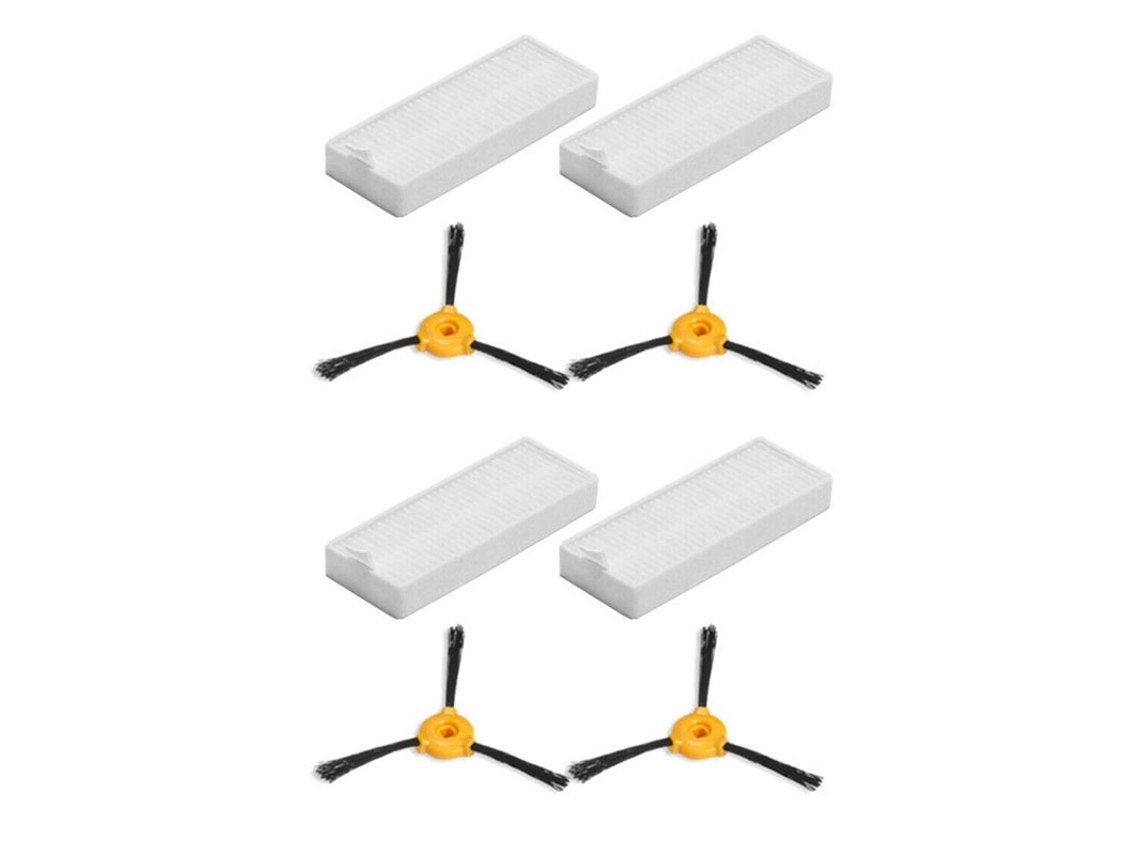 Conjunto de escovas laterais de filtros 4X para peças de ferramentas acessórias de aspirador de pó Conga Slim 890