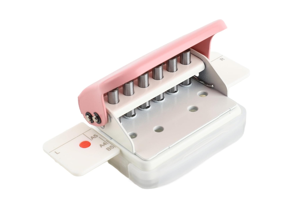 Perfurador Manual De Abs Resistente Para Papel A4, B5 E A5, Capacidade Para 5 Folhas, Rosa, Material Gokoco