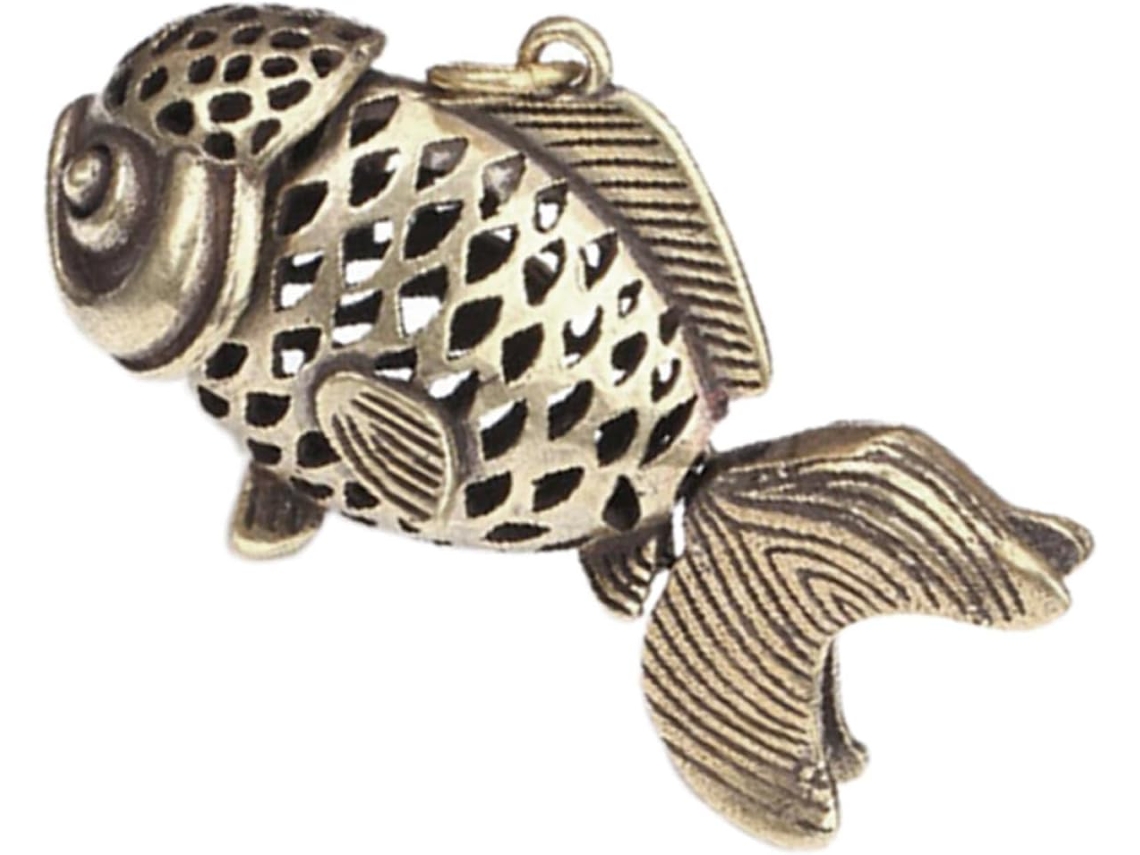 Estatueta Peixe Latão Banhado Ornamento Sólido Elegante Cabeça Cauda Articuladas Decoração Sofisticada Estar GOKOCO