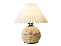 Abajur De Cabeceira Com Cúpula Plissada Bege, Base De Metal Trançado, Decoração Moderna, Compatível Com Lâmpadas E12.