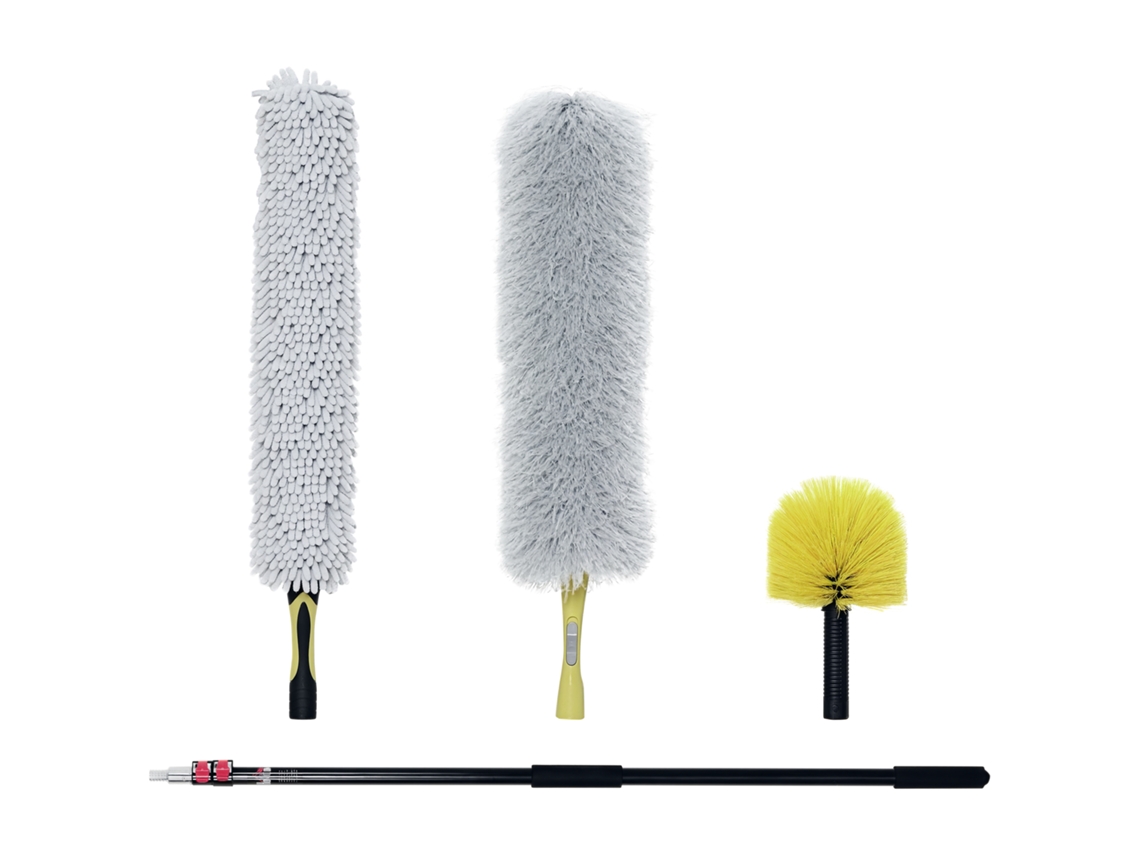 Kit de limpeza para escritório, espanador de teia de aranha, microfibra, ventilador de teto, amarelo e cinza | S/MARCA