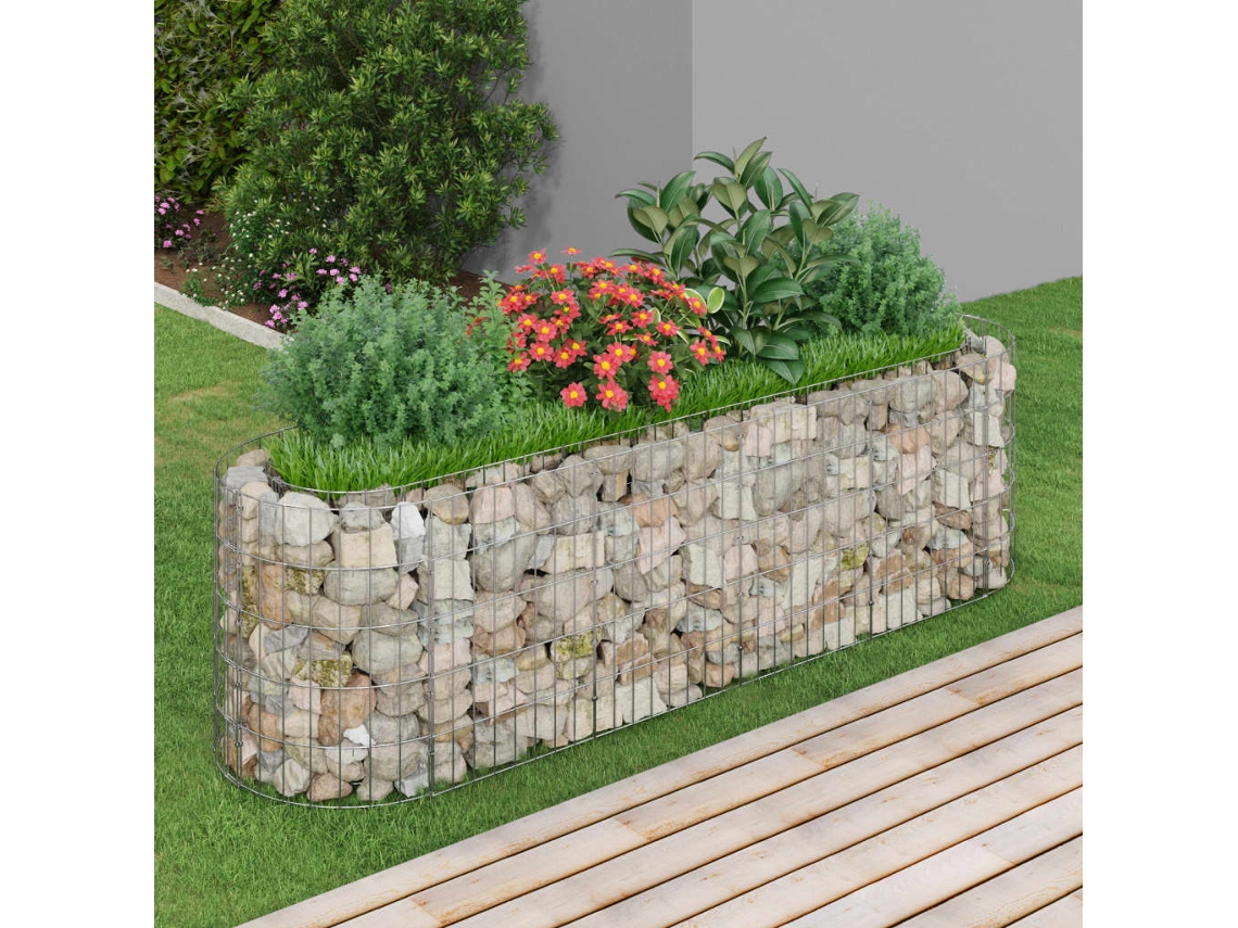 Vidaxl Canteiro Elevado/cesto Gabião 190x50x50 Cm Ferro Galvanizado