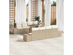 Vidaxl Conjunto De Sofá De Jardim 9 Unid. Bege E Creme