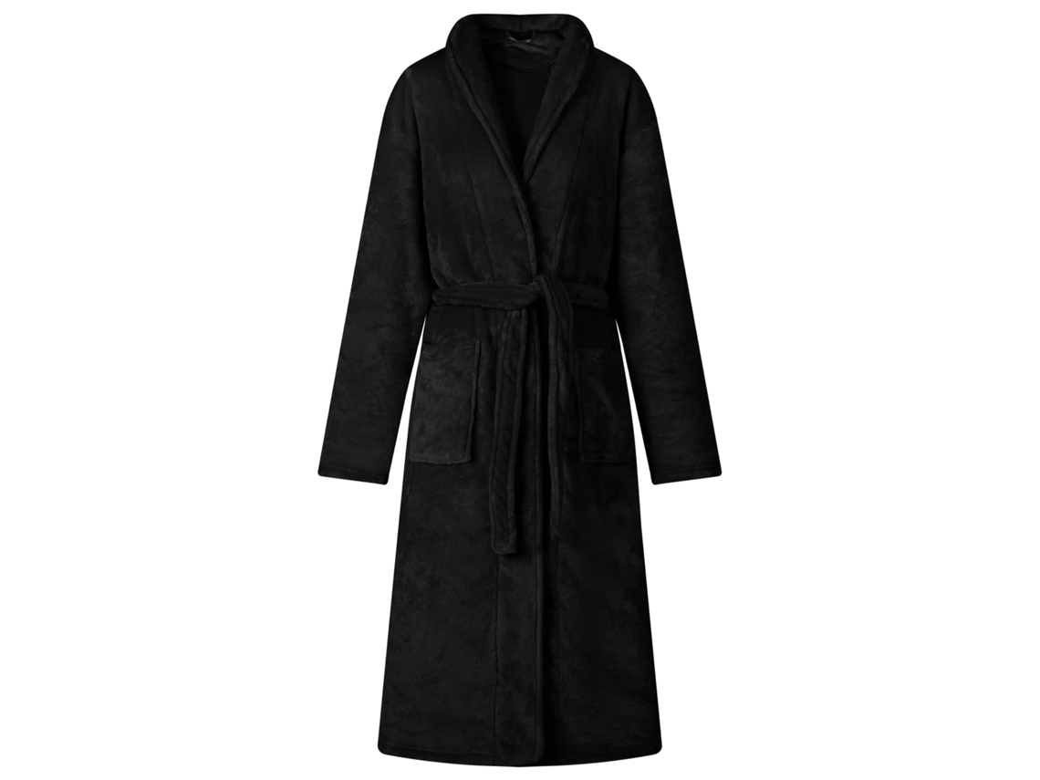 Vidaxl Roupão Sem Capuz Preto Xxxl Flanela