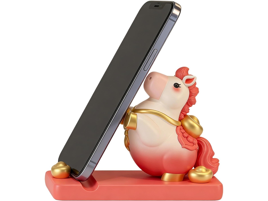 Suporte Genérico Para Celular Com Design Elegante – De Mesa Sofisticado, Com Base Moldada E Símbolo De Prosperidade