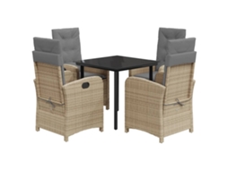 Garden Dining Set, Garden Dining Sets Vidaxl Bege Rattan / Vime (80 Cm Table Length)