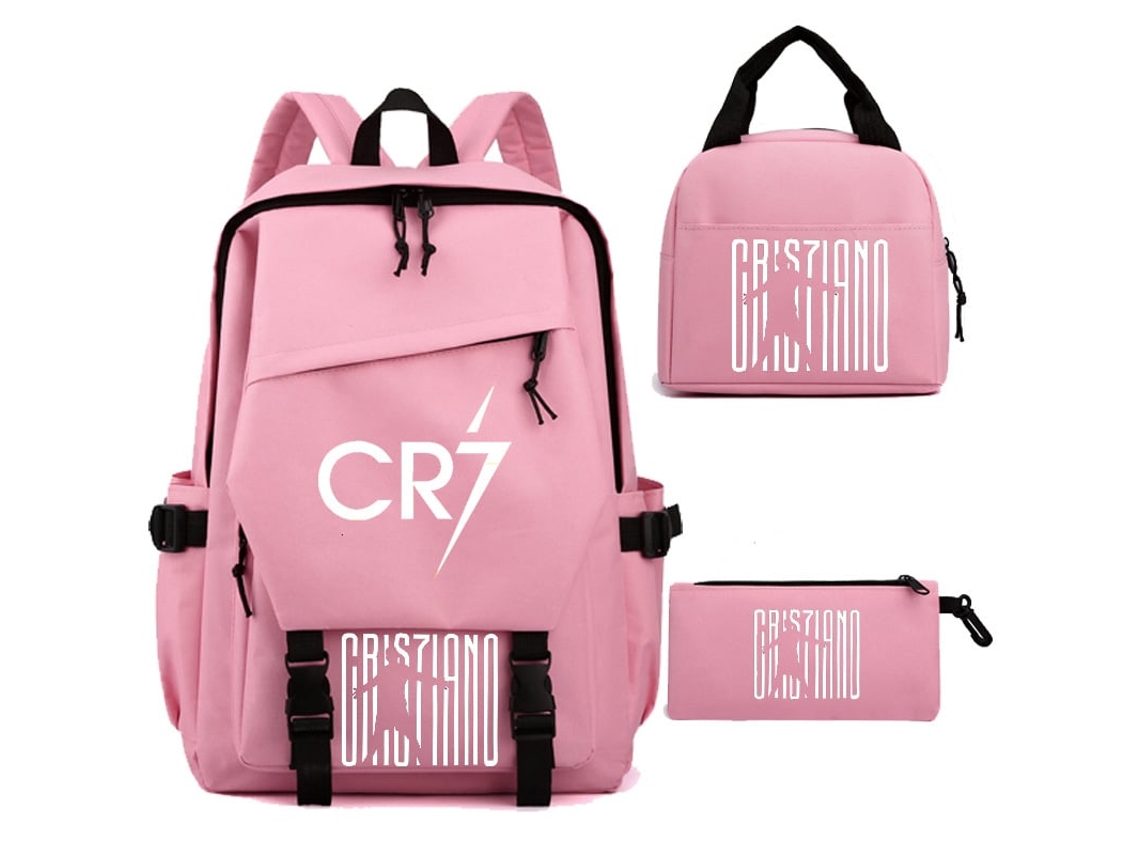 Mochila Escolar de Grande Capacidade Cr7 com Lancheira e Estojo BRILVIBERA (conjunto 3 Peças M001)