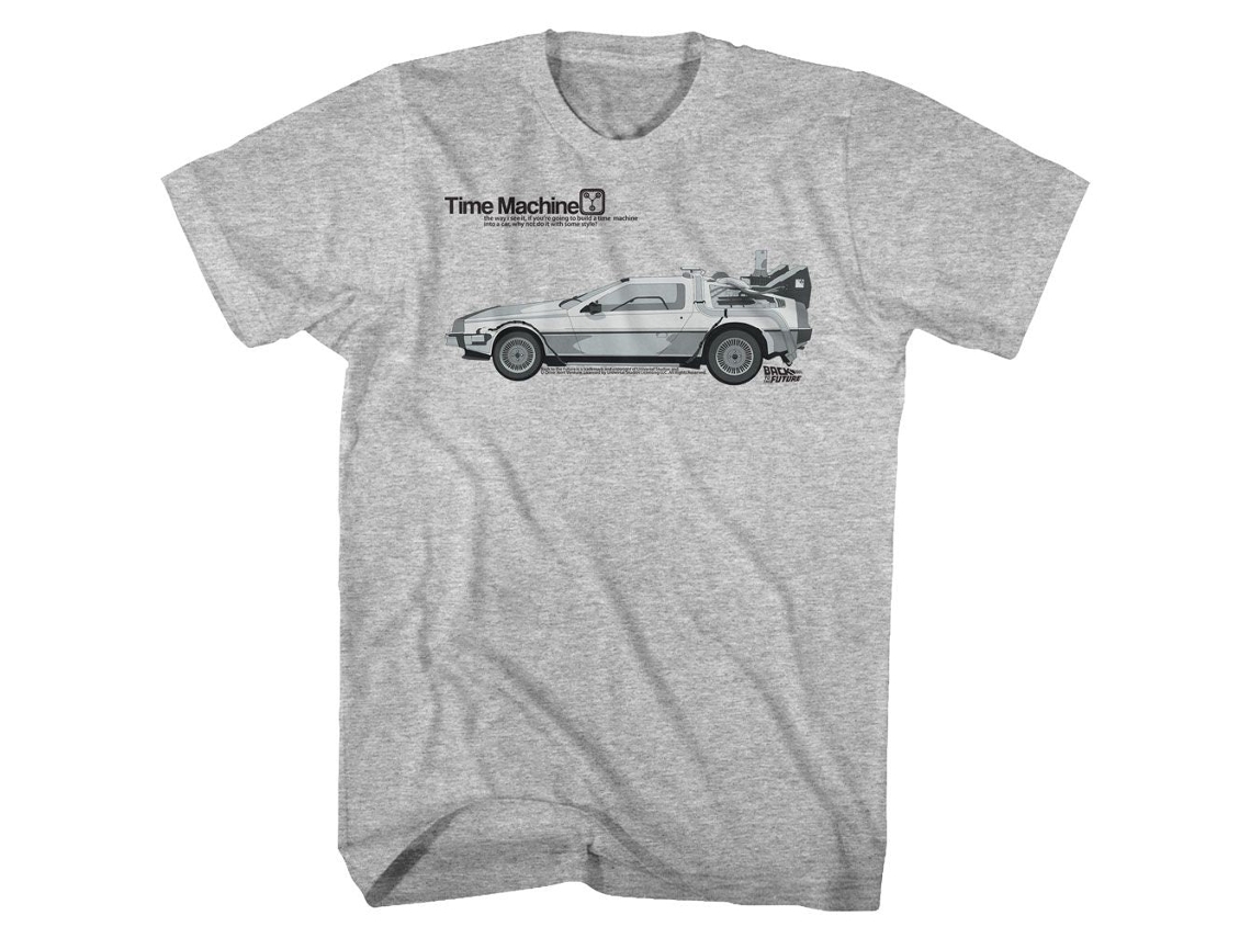 Unisex Adult T-shirt Rockinstone Back To The Future Movie Car Heather Gray Sizexl