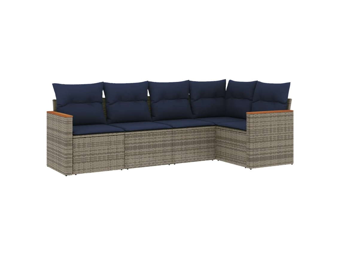 Conjunto de Sofá de Jardim, 5 Peças, Almofadas, Rattan Cinza MAISON EXCLUSIVE