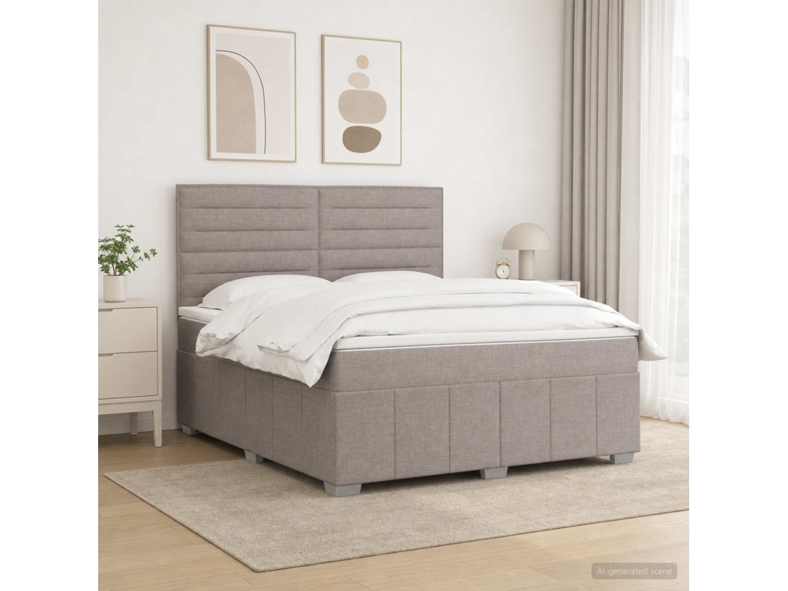 Vidaxl Cama Box Spring Com Colchão Cinzento-acastanhado 140 X 190 Cm