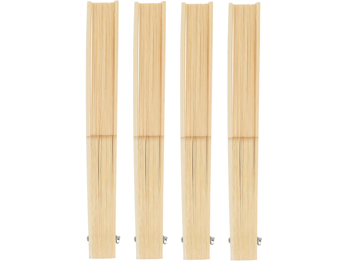 Conjunto 4 Armações Leque Dobrável Japonês Bambu Metal Portáteis Leves Ideais Artesanato Decoração Bege GOKOCO
