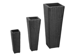 Vidaxl Floreiras De Jardim Altas 3 Pcs Vime Pe Preto