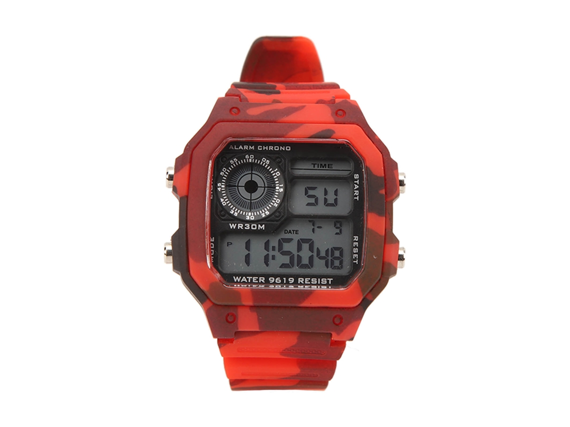 Relógio Digital Business multifuncional luminoso resistente à água cronógrafo esportivo outdoor camuflagem vermelho