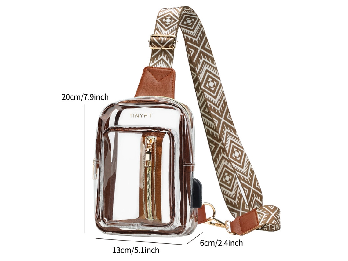 Bolsa Transversal Feminina Transparente em Pvc vertical YUNZII
