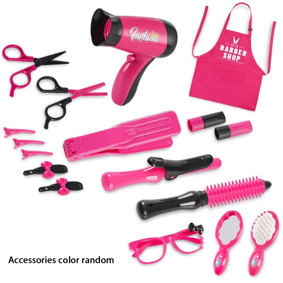 Conjunto De 17 Peças Para Brincar De Salão De Cabeleireiro Para Meninas