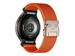 Bracelete Para Samsung Galaxy Watch 7/6/5/4 - Nylon Elástico - Botão Pressão E Fivela Paraquedas - Laranja