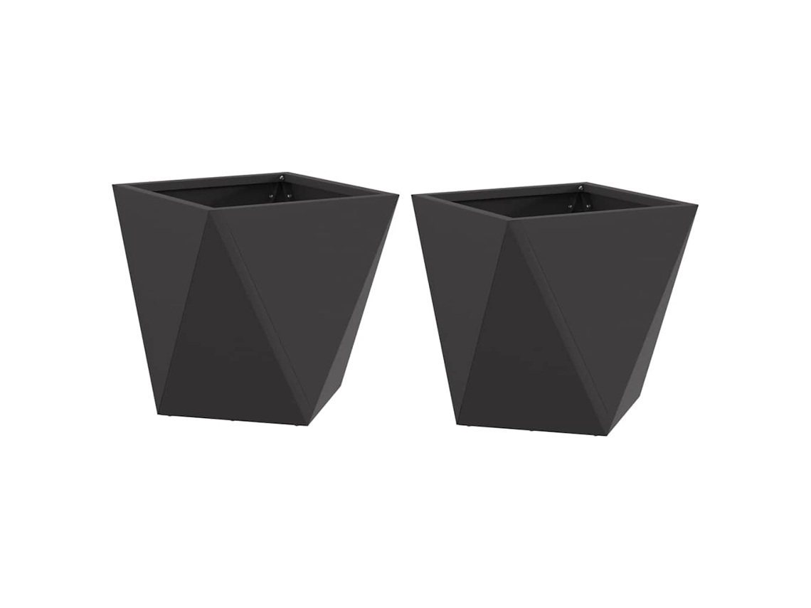 Conjunto 2 Caixa De Vaso Vidaxl Preto Aço (30 X 30 X 30 Cm)