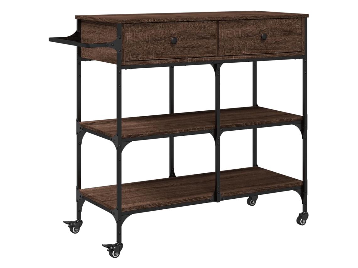 Kitchen Trolley, Kitchen Trolleys Vidaxl Marrom Madeira Processada (n/a)
