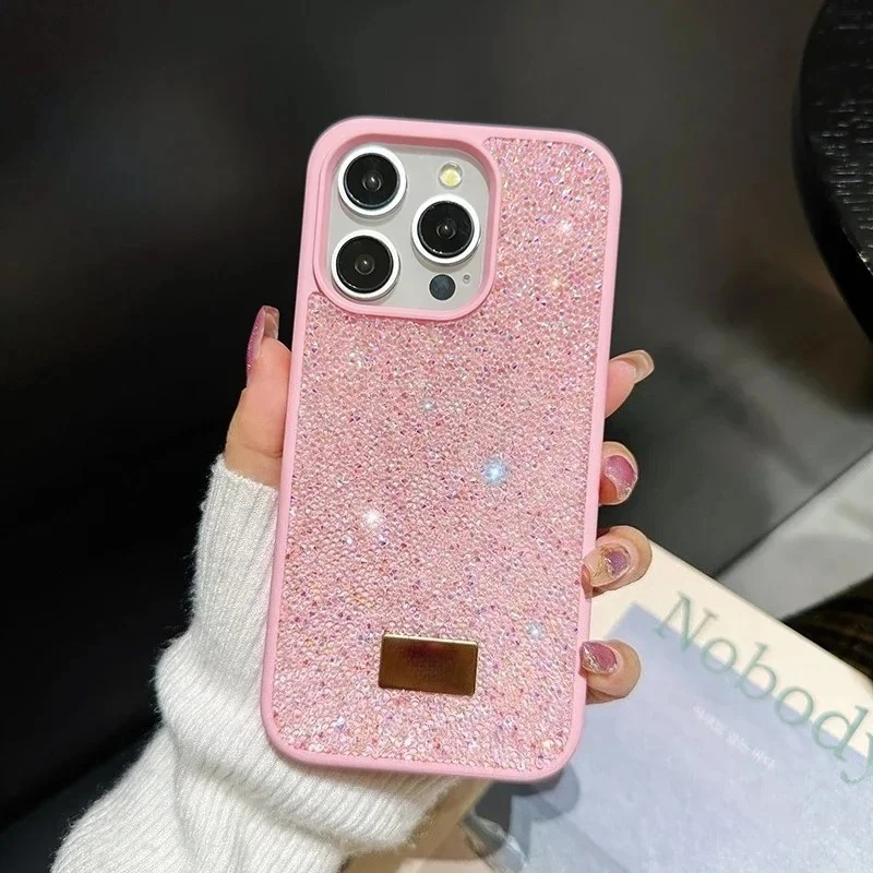 (rosa, Iphone 11) Capa Estilosa Com Brilho E Strass Para Meninas (estilo insta) – Capa Protetora Resistente A Impactos
