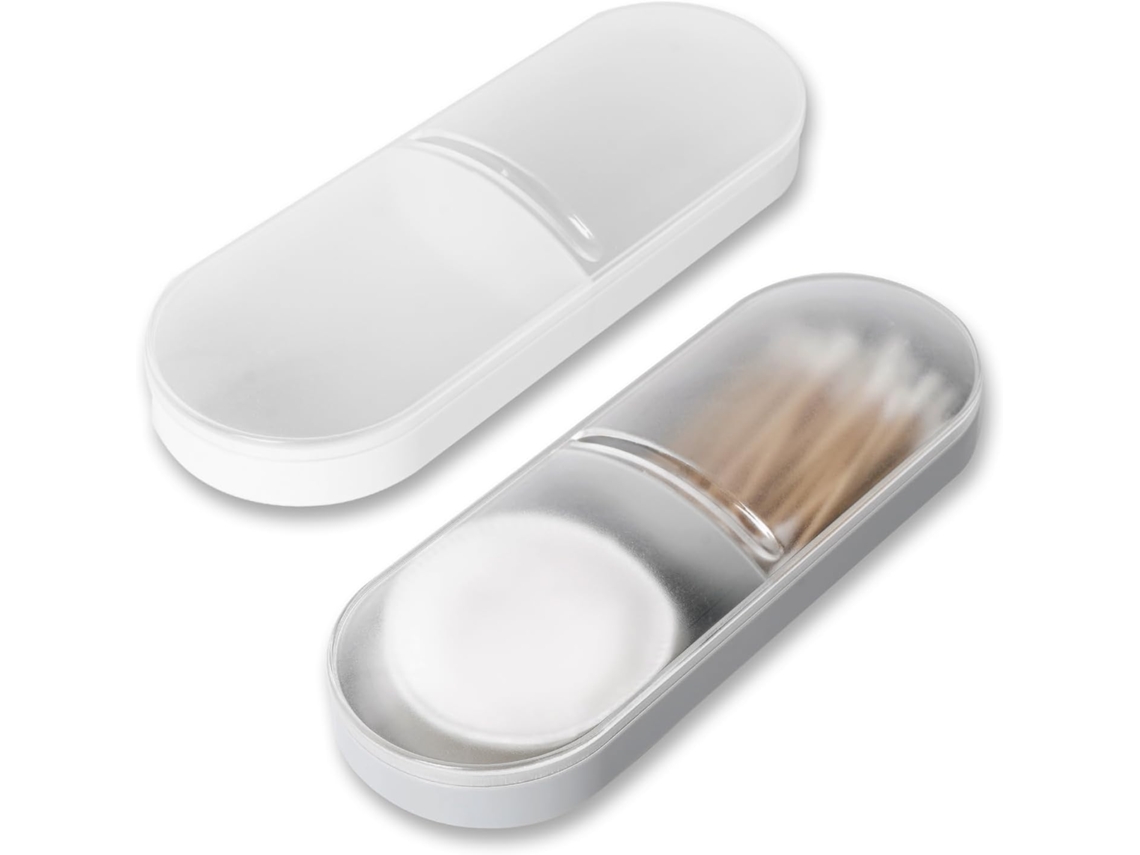 Estojo De Armazenamento Portátil Para Cotonetes, Feito De Plástico, Com Tampa. Aquaforge