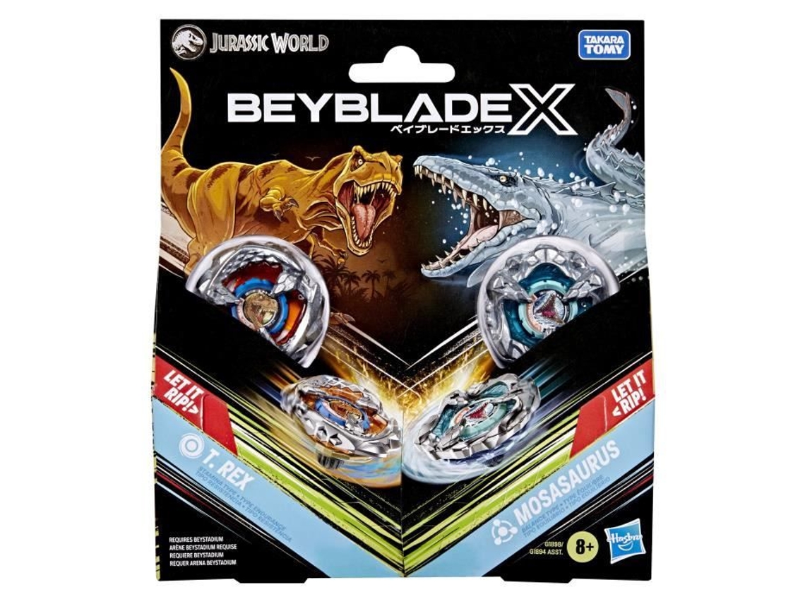 Beyblade X Jurassic World T. Rex Contra Mosasaurus, 2 Piões De Competição Takara Tomy, 2 Lançadores, A Partir De 8 Anos Hasbro