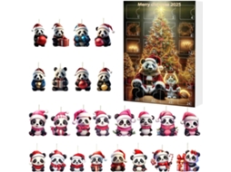 Calendário do Advento com Decorações de Natal Pingentes Panda em Acrílico 2d para Festivas, 24 CHABERLU