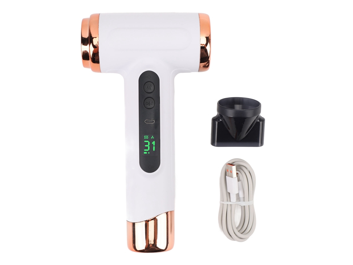 Secador De Cabelo Portátil 200w Recarregável 15000mah Branco