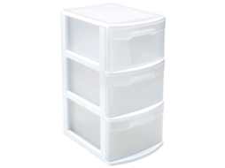 Bloco De Gavetas De Plástico Branco Thames, 3 Gavetas Transparentes, 58,5 X 28,5 X 39 Cm, Torre Multiusos De Arrumação E Organização, Escritório, Acan