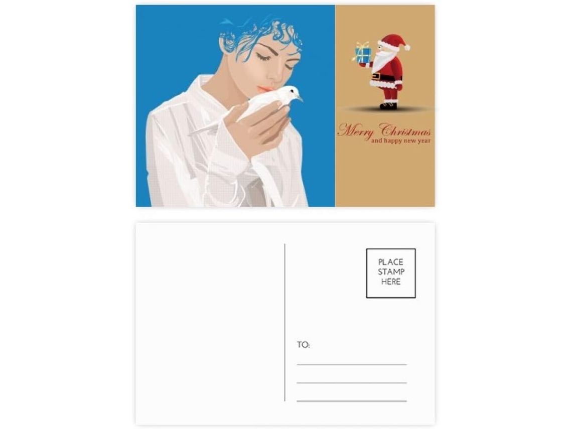 Pacote com 20 Cartões postais Anti guerra da Blue Peace Girl, Estampa de Papai Noel. 14,6 X 9,8 Cm